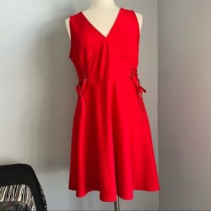 Xhilaration L Red Tie Up Sides Fit and Flare Sleeveless Dress